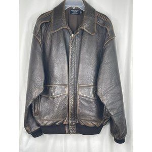 VTG Mens American Eagle Outfitters Men’s X-Large Brown Leather Jacket Heavy Duty
